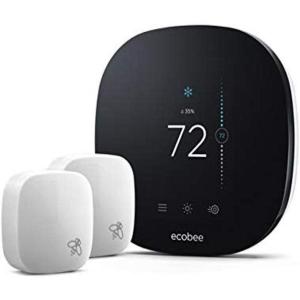 imageEcobee EBSTATE3LTVP01 Thermostat with 2 Room SmartThermostat amp Room Sensors Black
